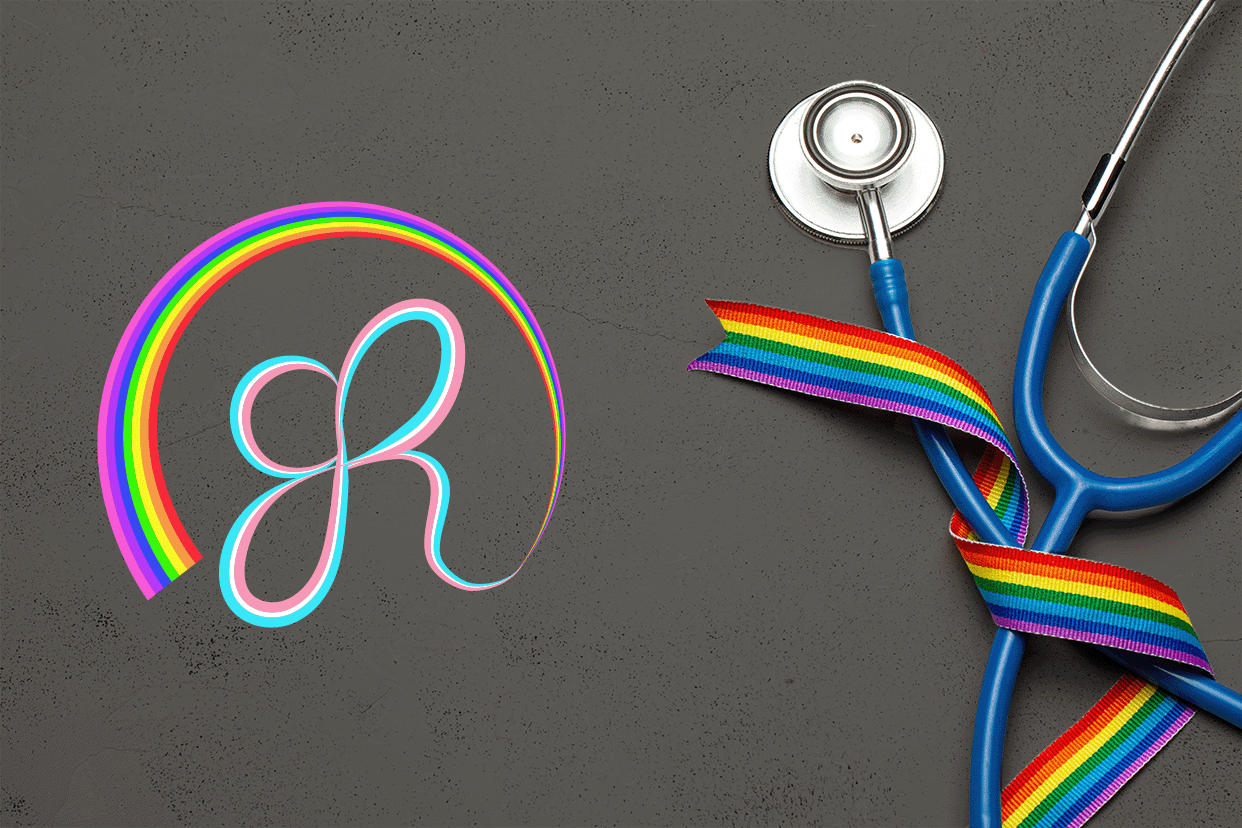 rainbow banner wrapped around a stethoscope
